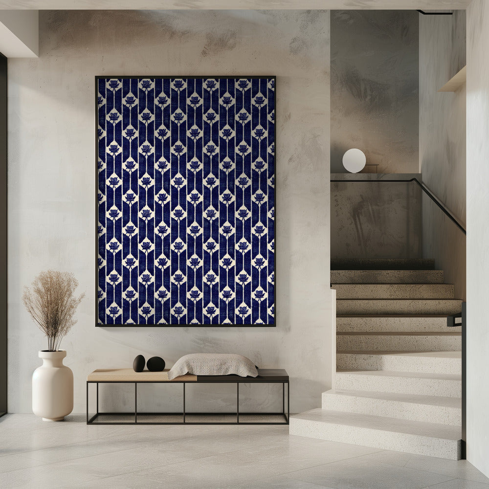 Stitches Blue Pattern Poster