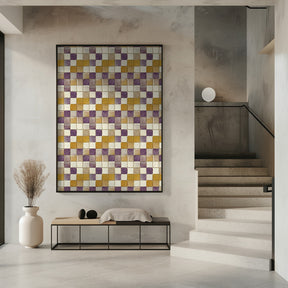 Purple and Ochre Tile Pattern Poster