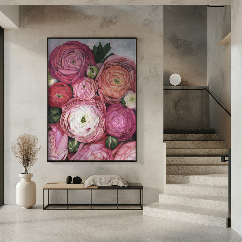 Arleth ranunculus bouquet in warm pink Poster