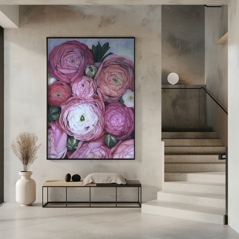 Arleth ranunculus bouquet in cold pink Poster