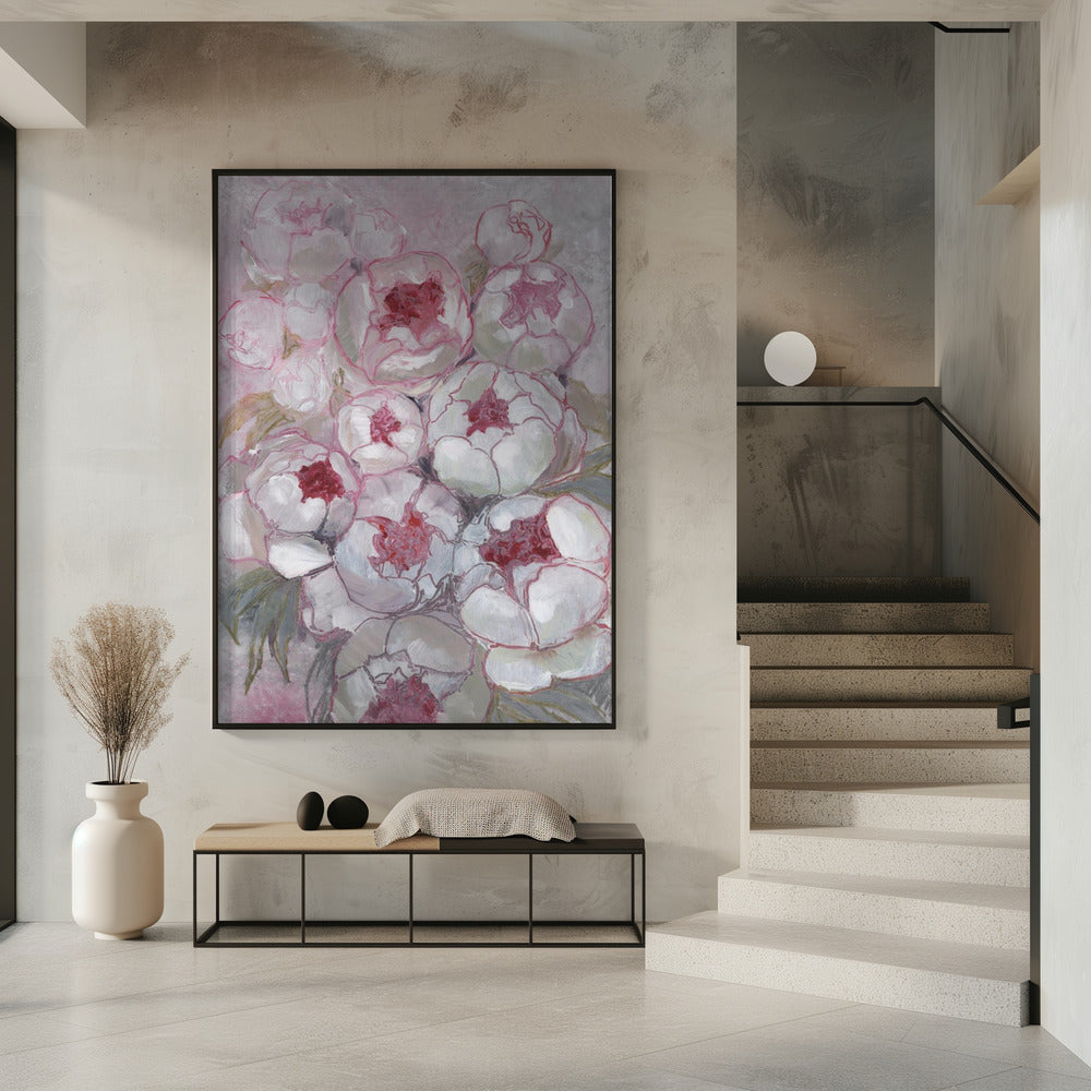 Nuria bouquet of peonies in pink Poster