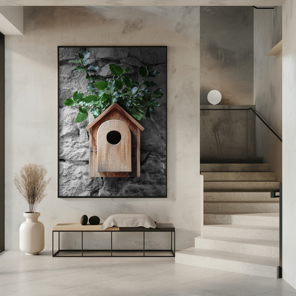 Holly birdhouse Poster