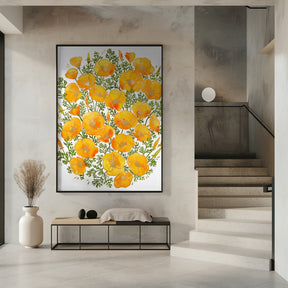 Gold accented California poppies Poster