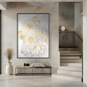 Pacey bouquet in gold and grey Poster