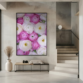 Scattered ranunculus in pink I Poster