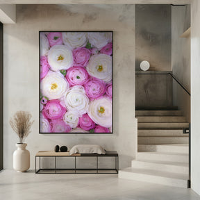 Scattered ranunculus in pink II Poster