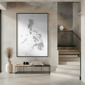 Gray watercolor map of Philippines Poster