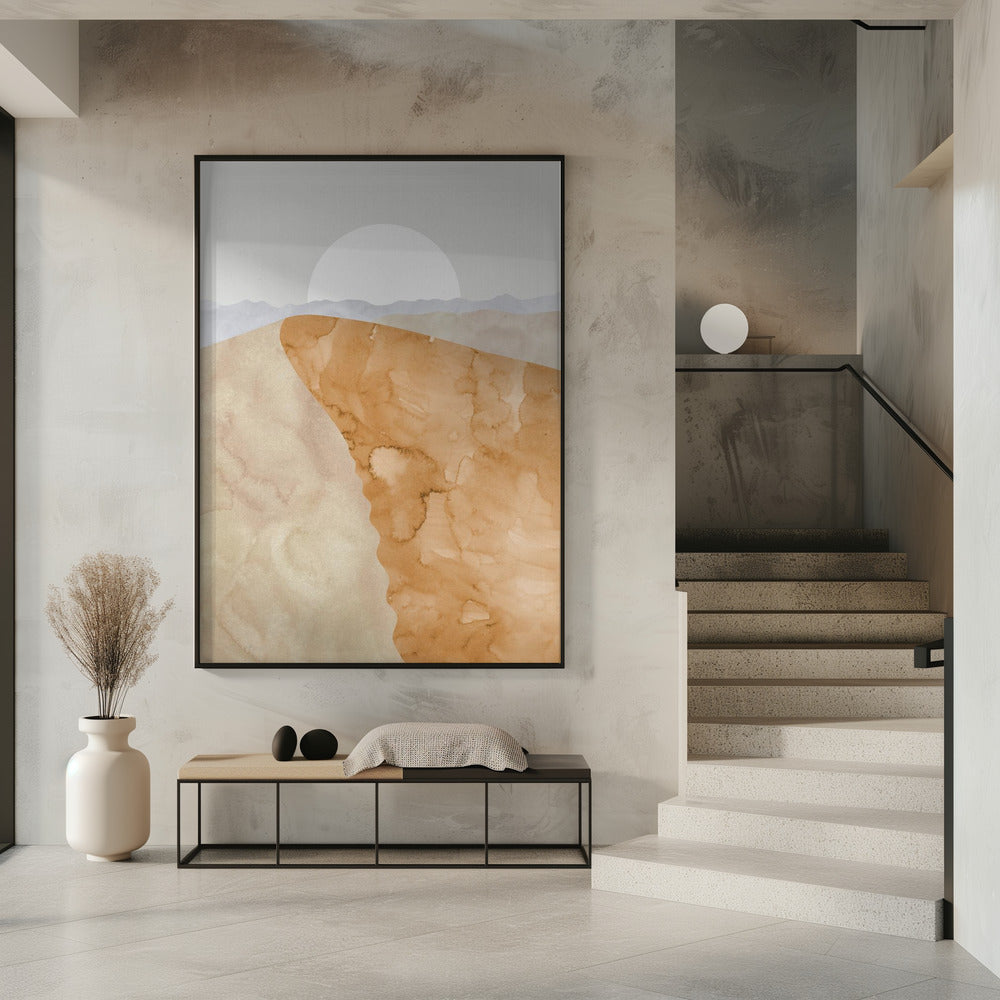 Sand dune and moon Poster