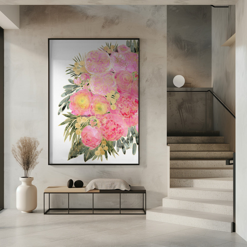 Rekha floral art in light pink watercolor Poster