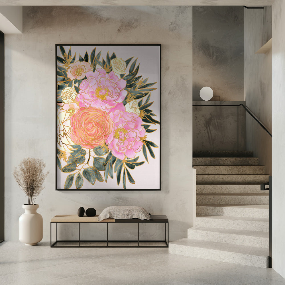 Nanette floral art in pastels Poster