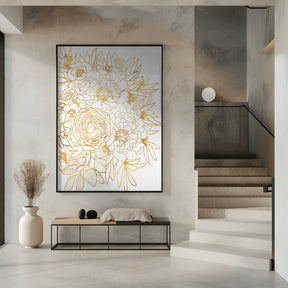 Nanette floral art in gold Poster