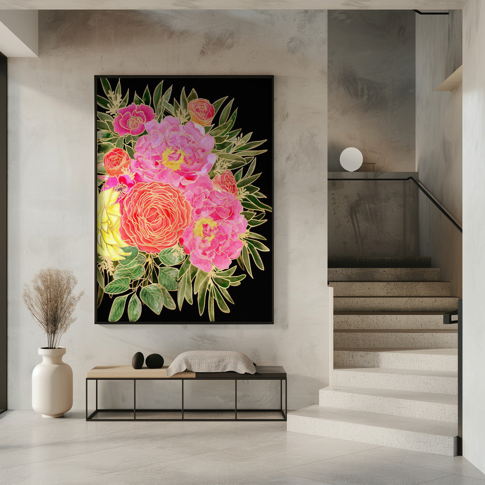 Nanette floral art in bright colors Poster