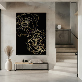 Sally's peonies in gold and black Poster