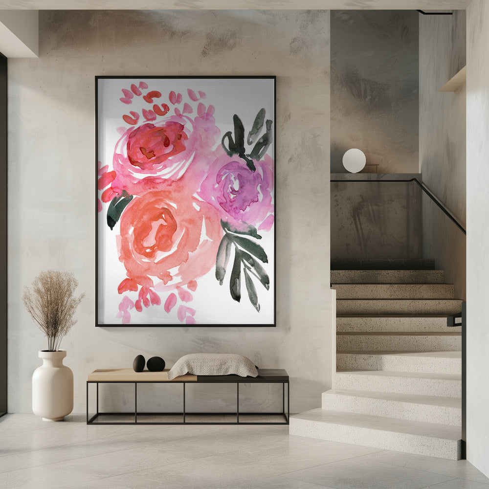 Maeko loose watercolor florals I Poster