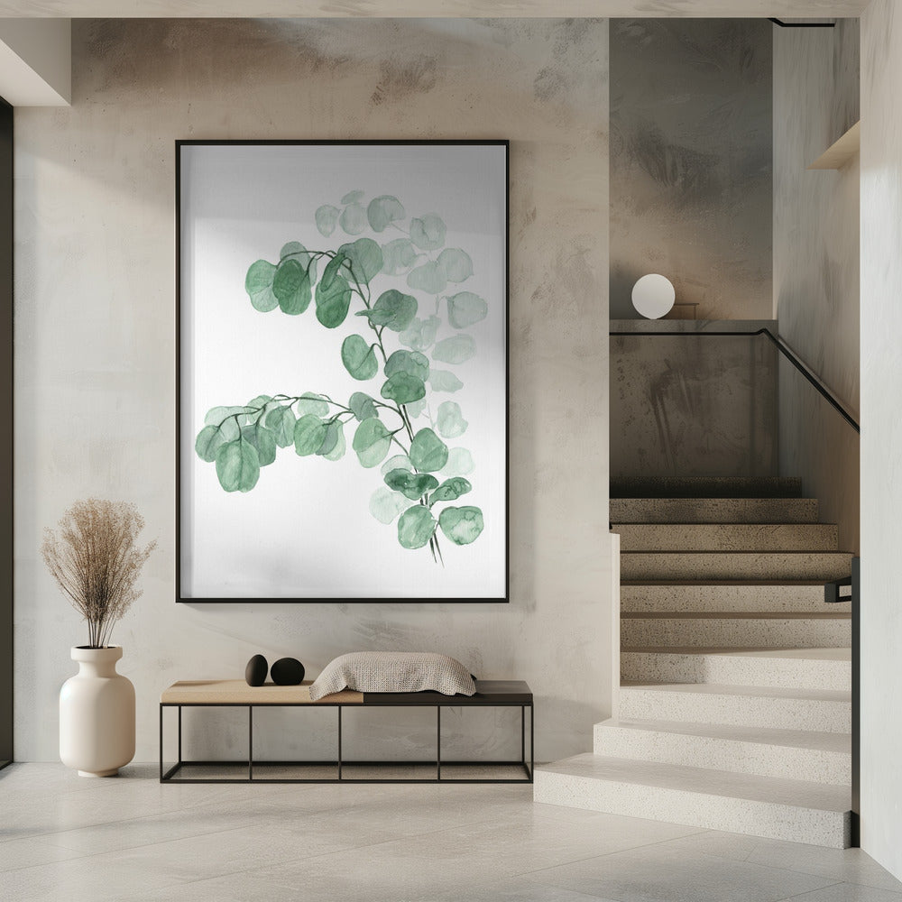 Watercolor silver dollar eucalyptus Poster
