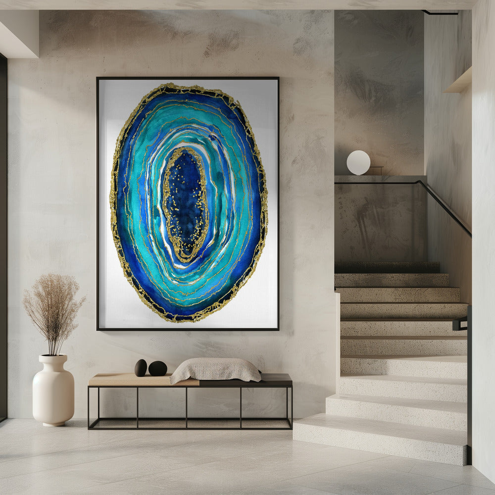 Turquoise and blue geode Poster