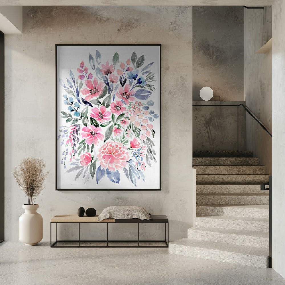 Clara watercolor bouquet Poster