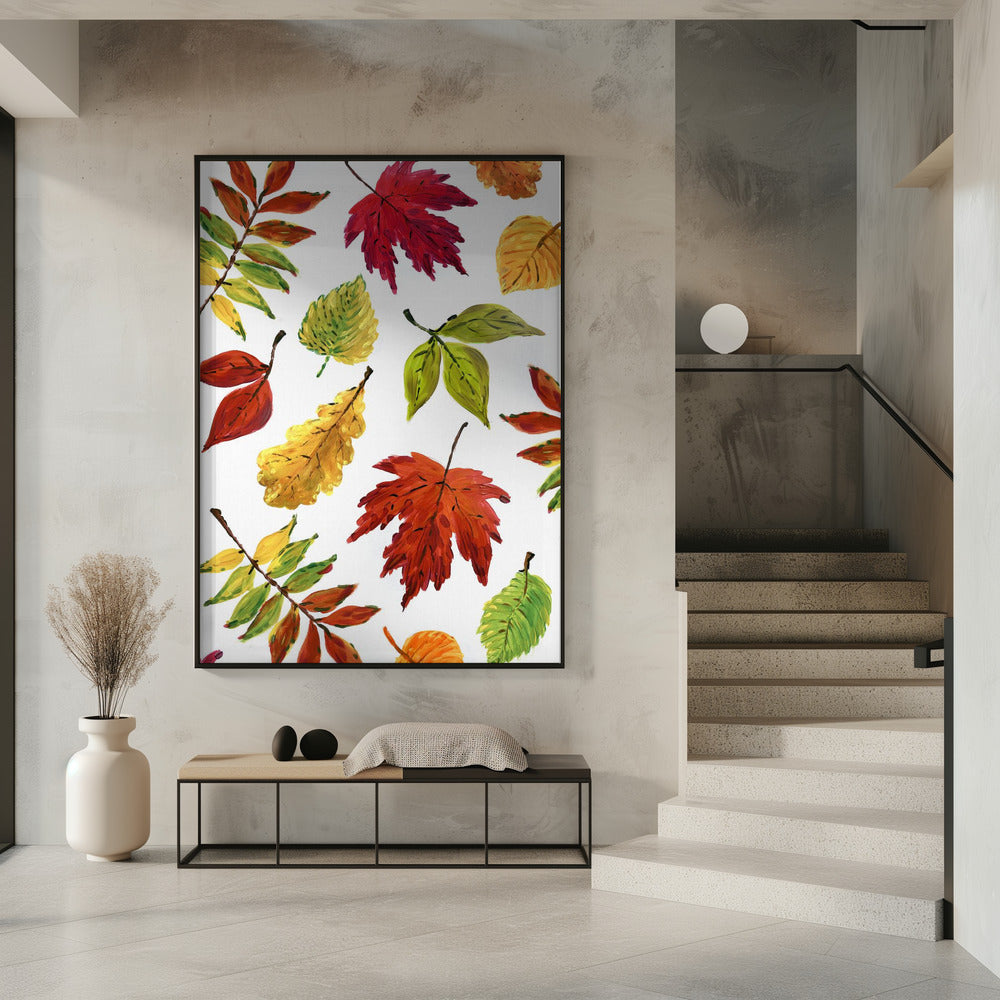 Painterly fall leaves Poster