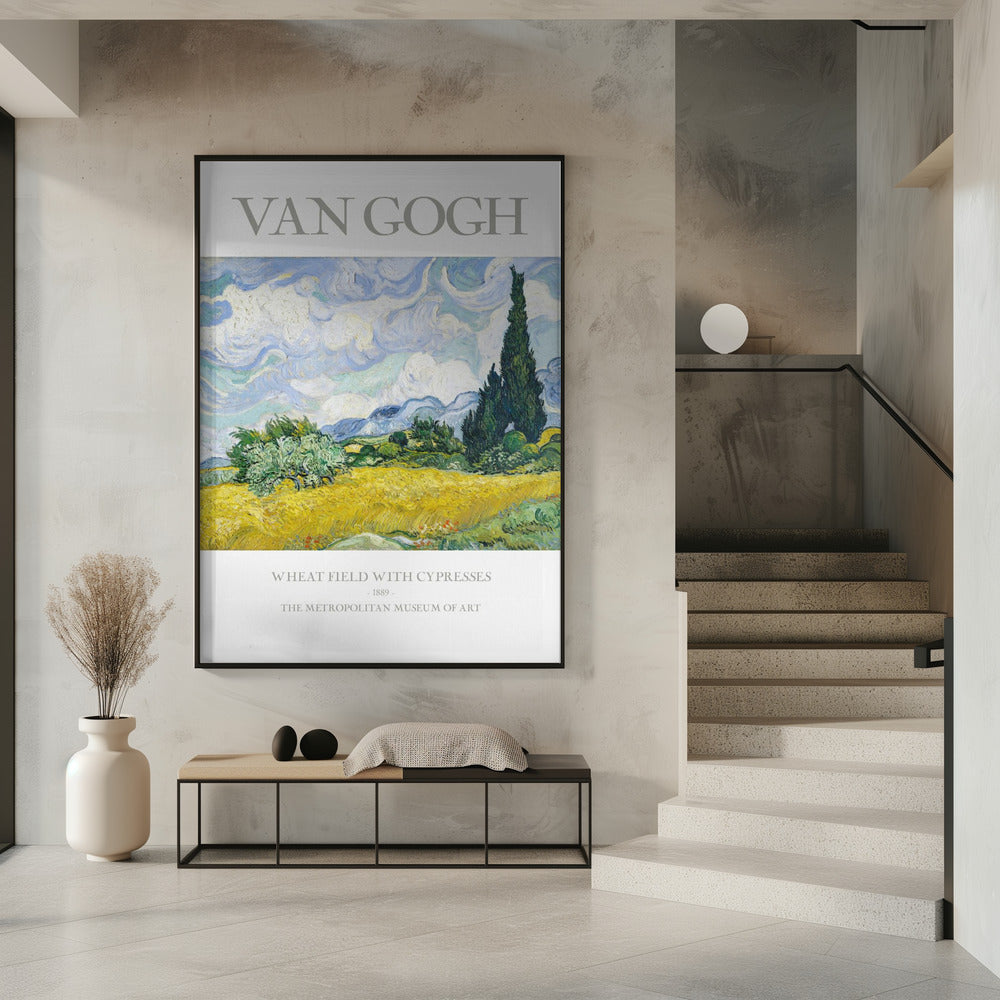 Wheat Field With Cypresses Poster