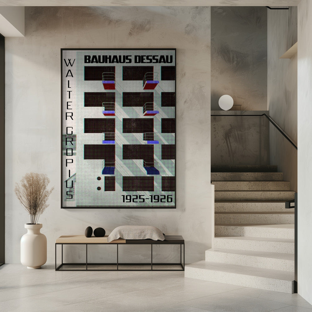 Bauhaus Dessau architecture in vintage magazine style IV Poster