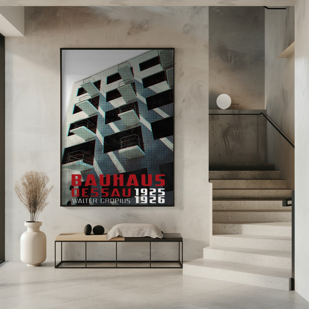 Bauhaus Dessau architecture in vintage magazine style VII Poster