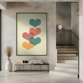 Mid century hearts I Poster