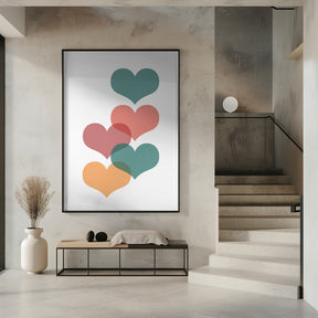 Mid century hearts Poster