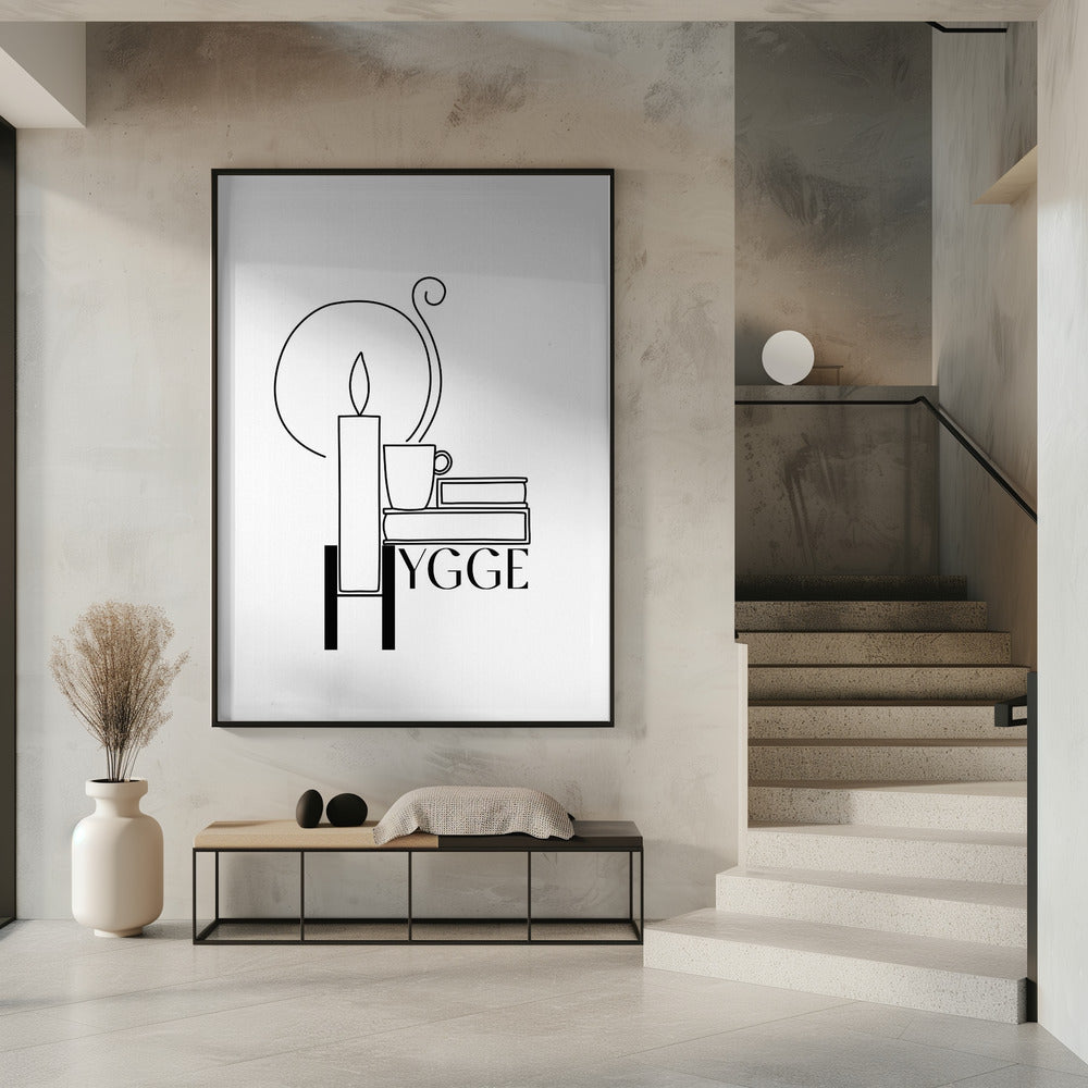 Hygge line art illustration Poster