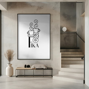 Fika line art illustration Poster