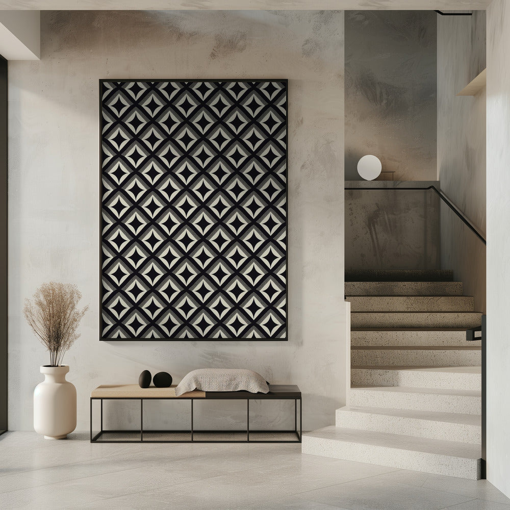 Black And White Tile Pattern Poster