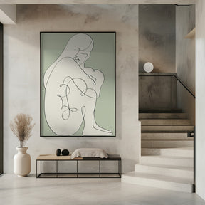 Sitting Woman Green Poster