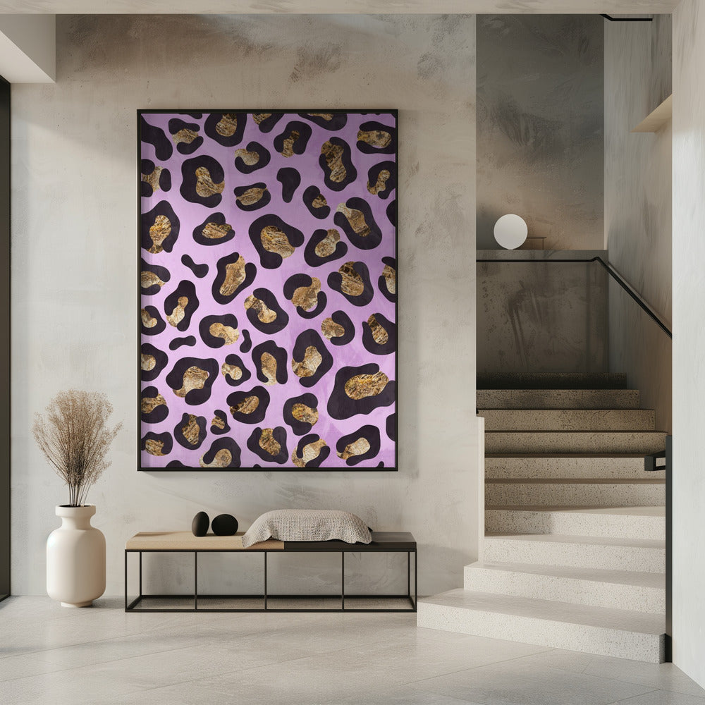 Gold leopard print pink Poster