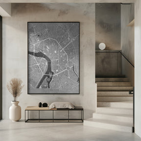 Gray vintage map of Toulouse downtown France Poster