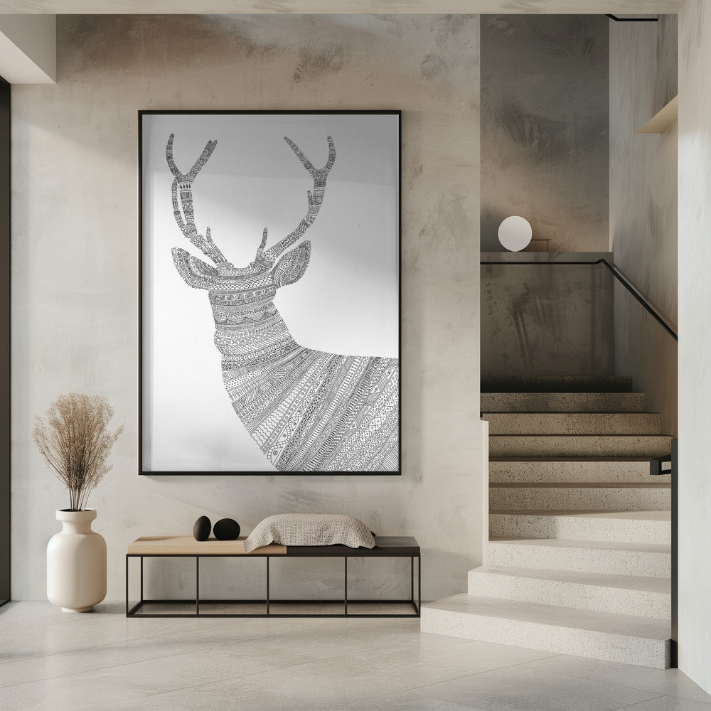Stag White Poster