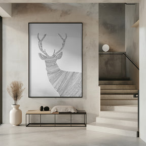 Stag Grey Poster