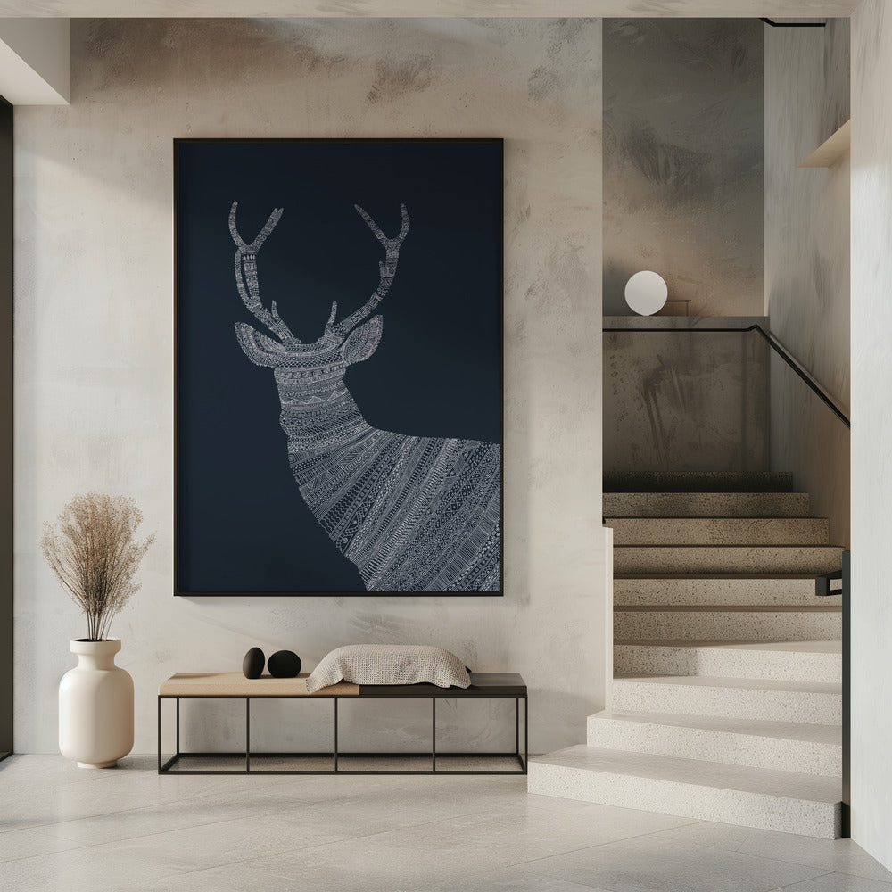 Stag Blue Poster
