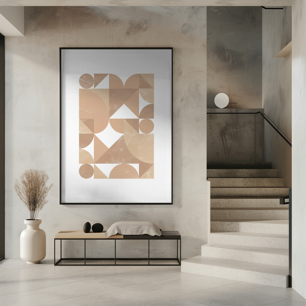 Beige Geometric Art Poster