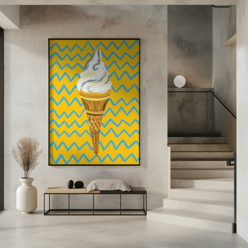 Ice Cream Yellow Zigzag Poster