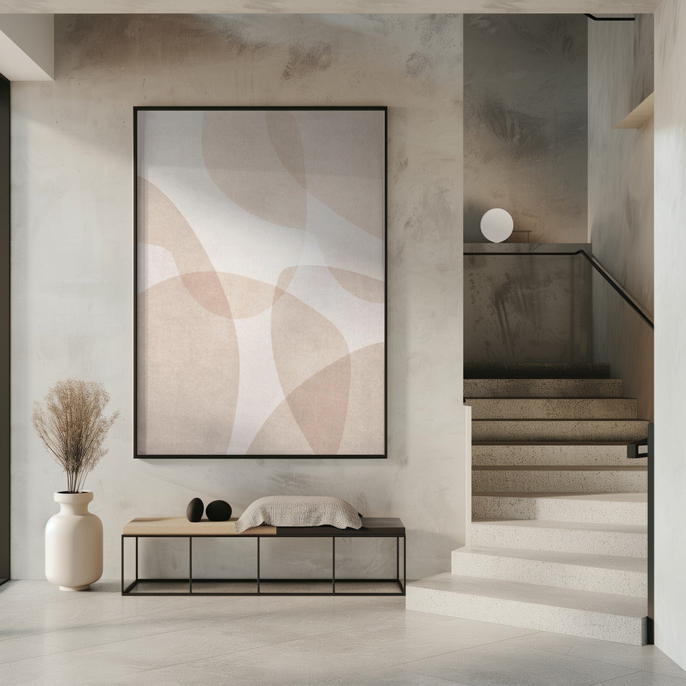 Abstract Beige Geometric Art Poster