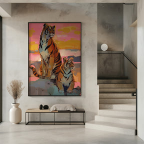 Tigers At Sunset Poster