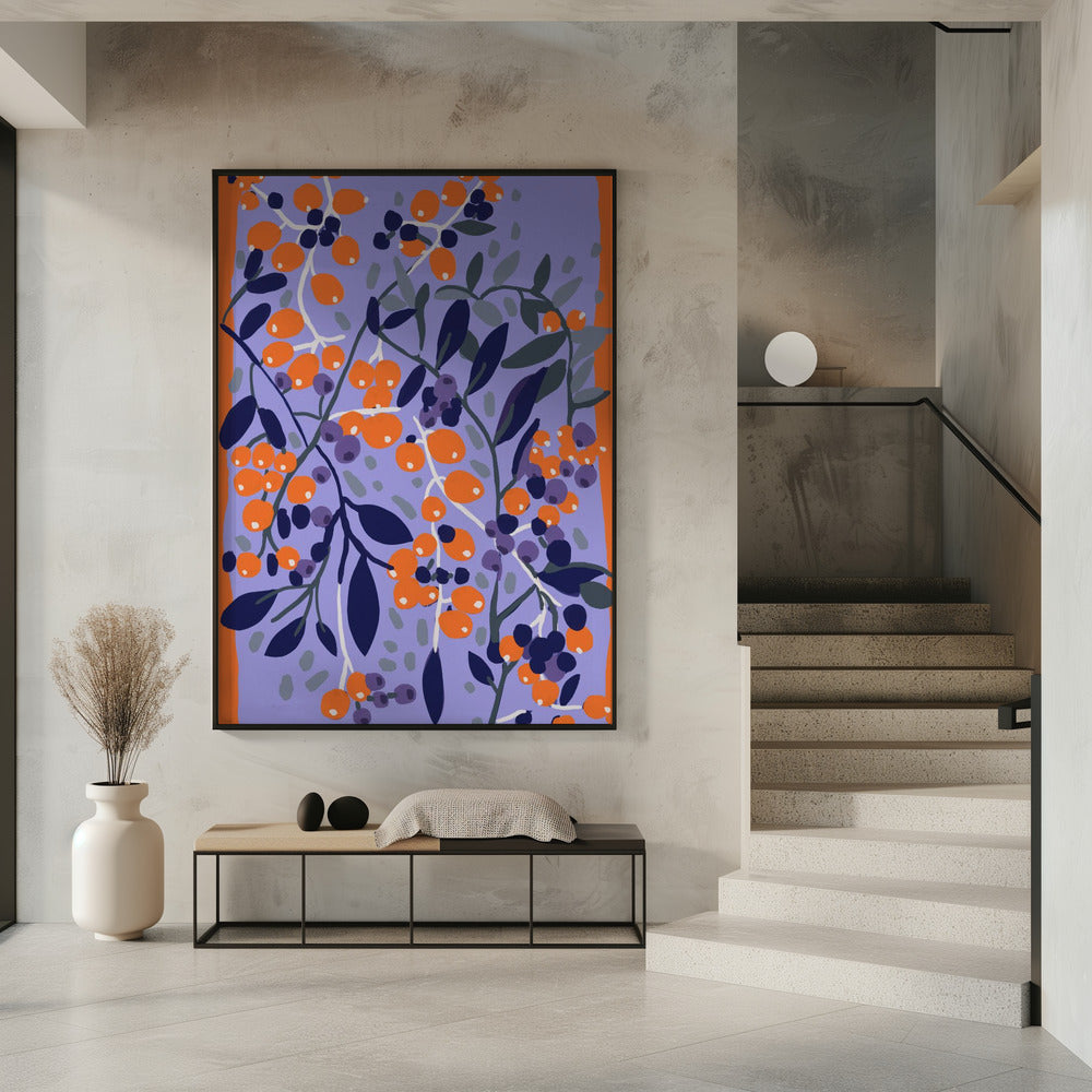 Blue And Orange Berries Poster