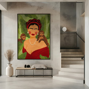 Frida and Monkeys Poster