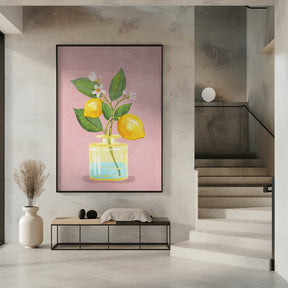 Lemon Bunch In Vase Poster