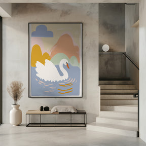 Swan In Lake Poster