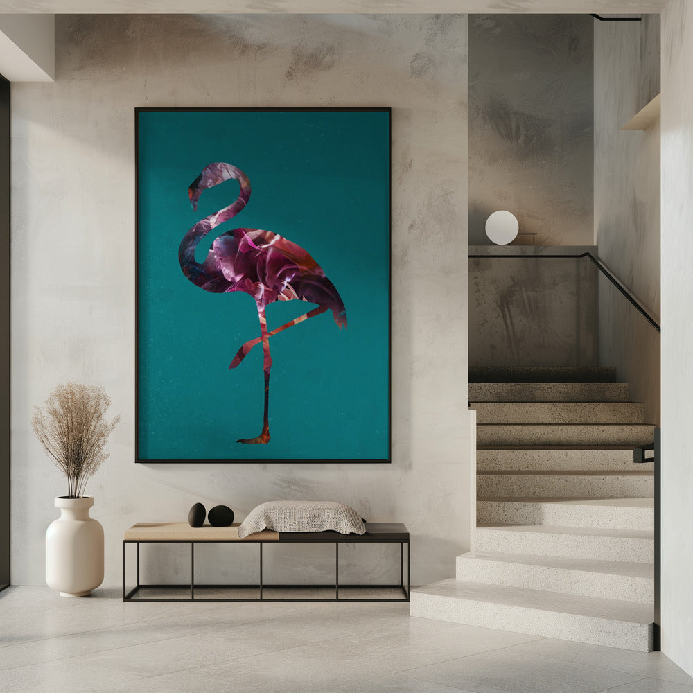 Flamingo Pink and Green Poster