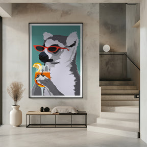 Jugdy Lemur with Drink Poster