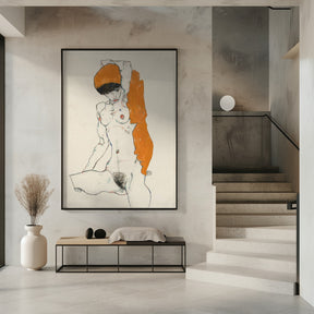 Standing Nude With Orange Drapery 1914 Poster