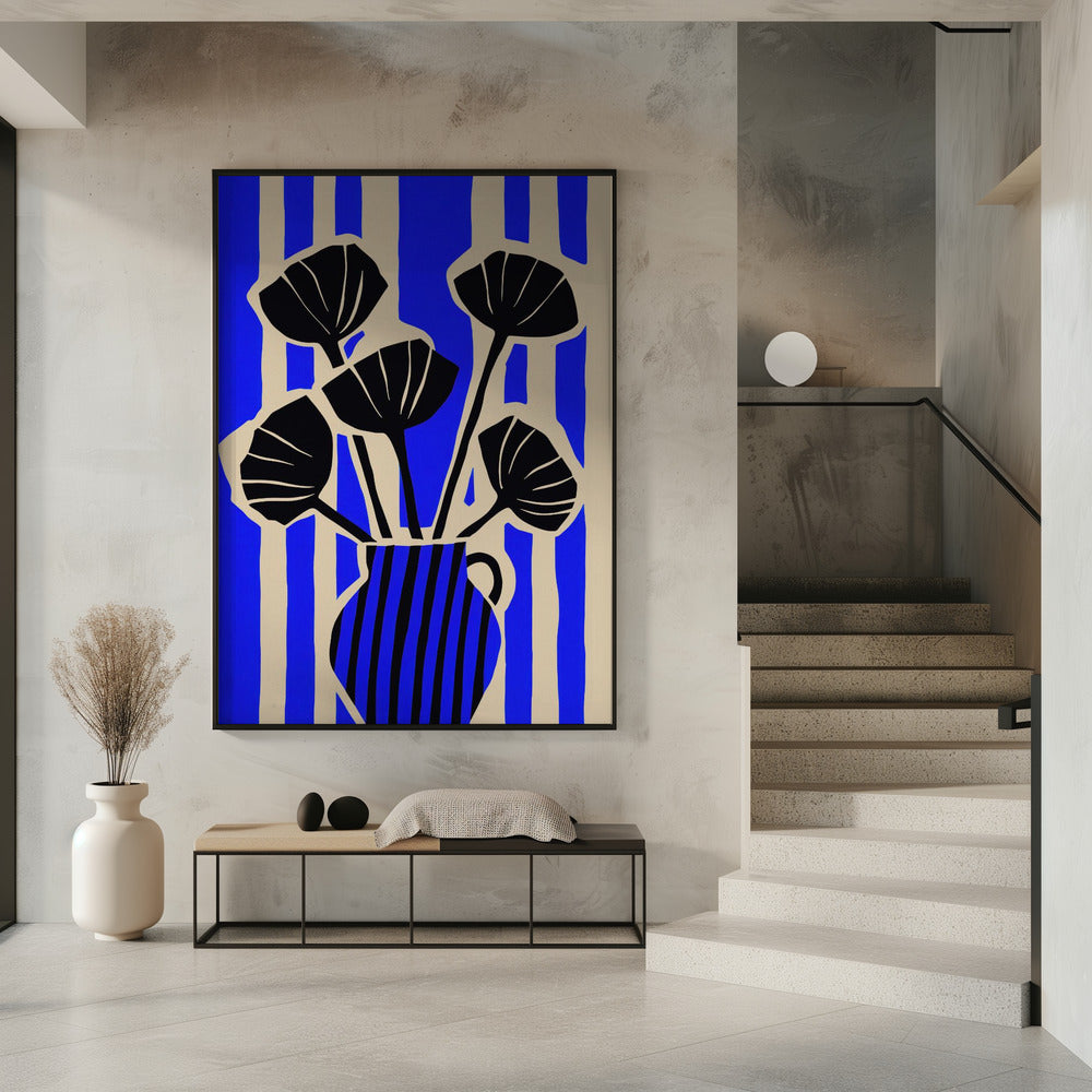 Striped Still Life Blue Poster