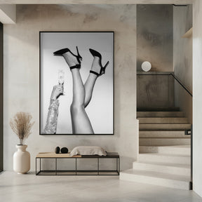 Champagne legs Black and White Poster