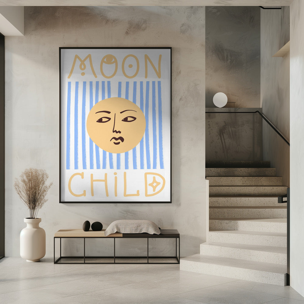 Striped Moon Child Poster